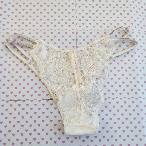 Victoria Secret Shine Chain Strap Lace Brazilian Panty - Picture 4 of 5
